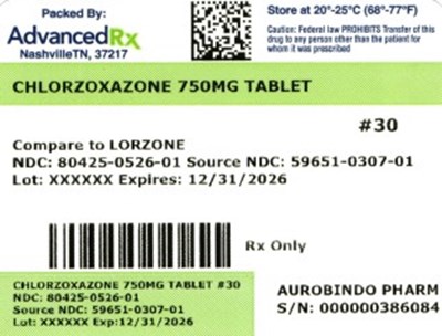 Chlorzoxazone 750mg #30 (Chlorzoxazone 750mg 80425 0526 01)